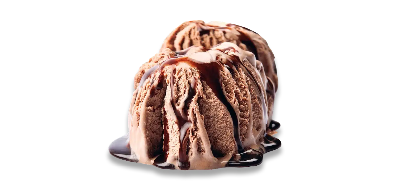 Kugel Schokoladeneis mit Schokosauce im Eiskaffee La Dolce Lucania in Feuchtwangen und Herrieden