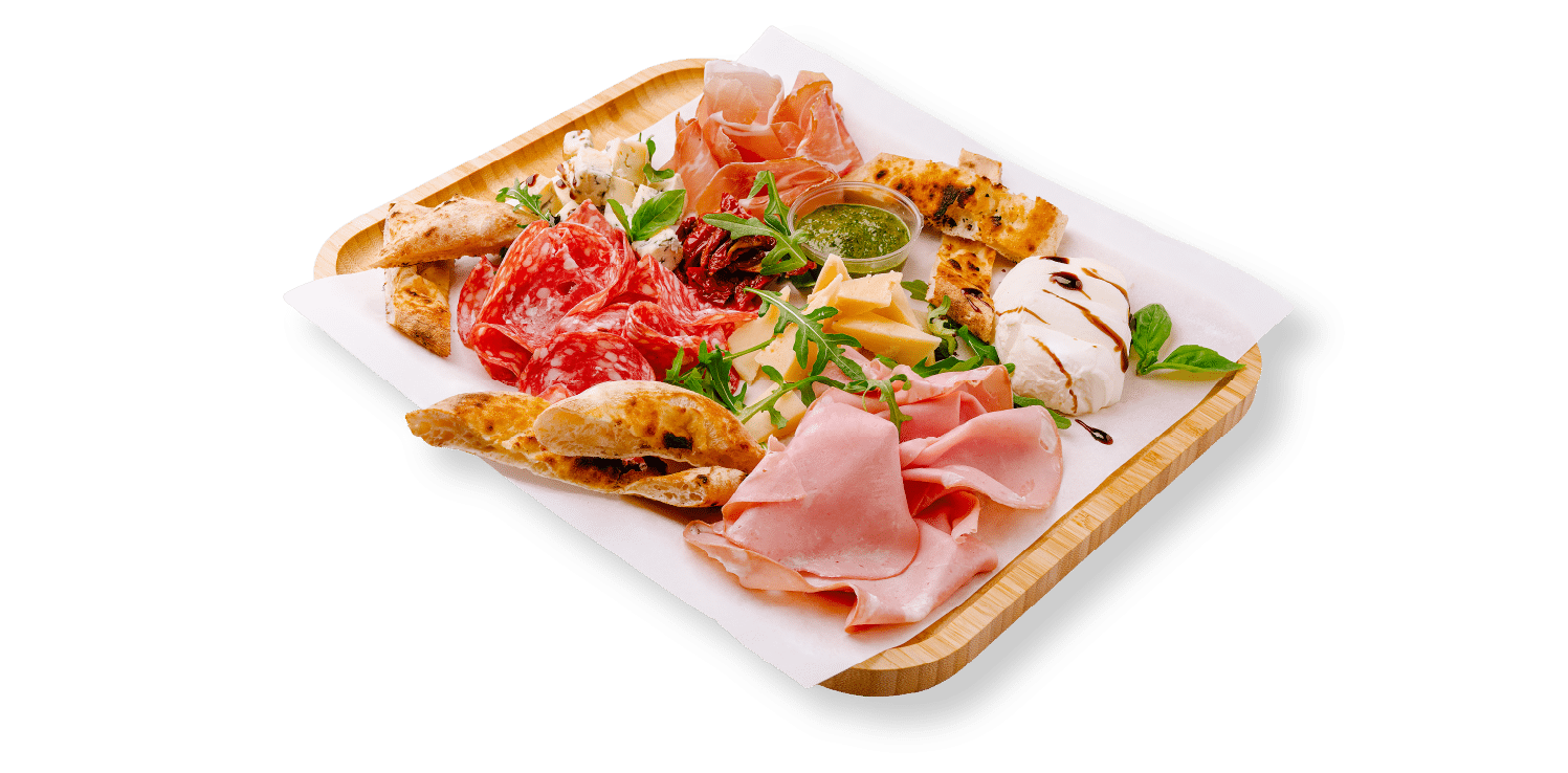 Antipasti-Platte mit italienischen Spezialitäten im Eiskaffee La Dolce Lucania in Feuchtwangen und Herrieden