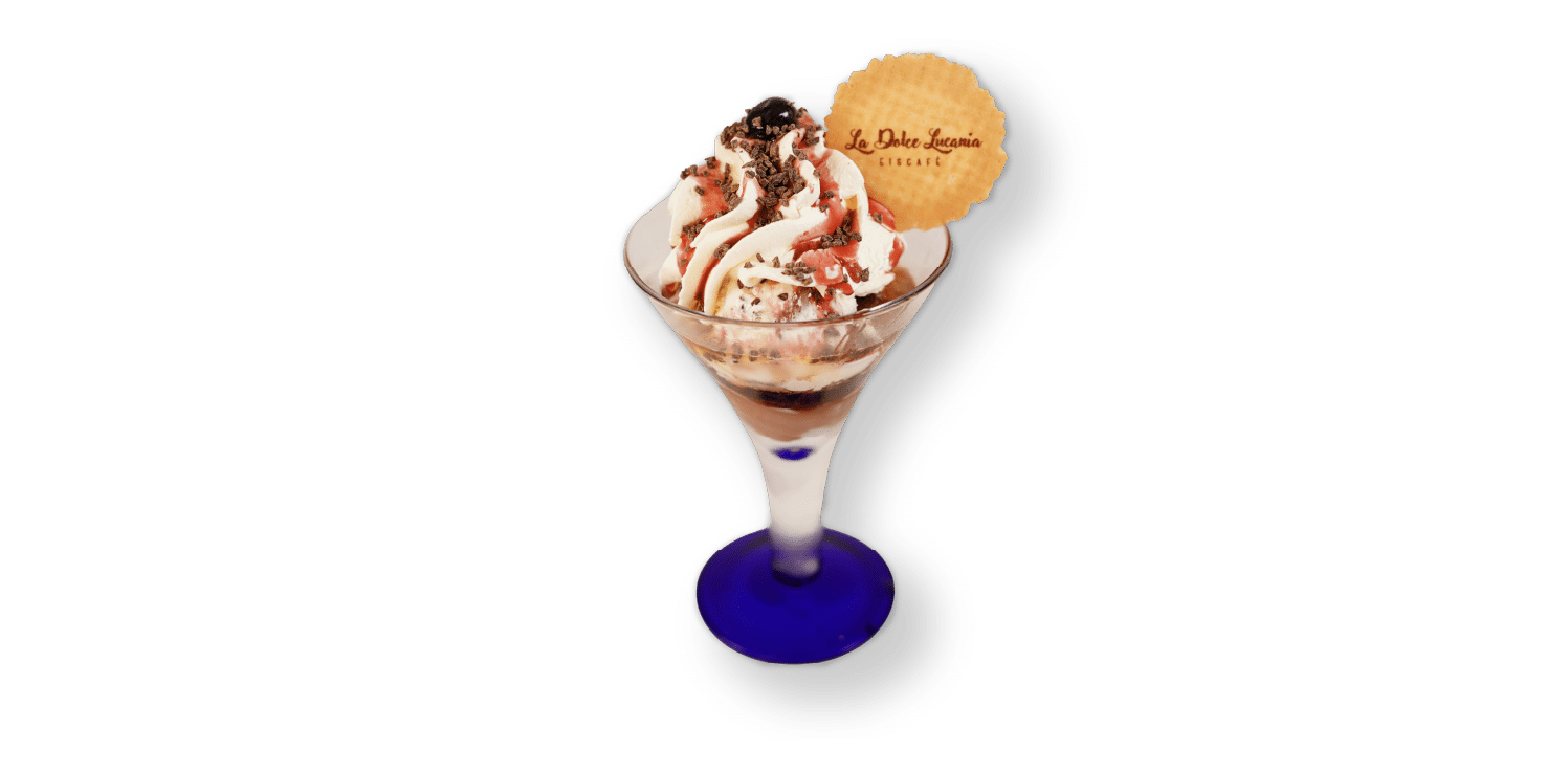 El Cubano Becher mit Schokolade, Rum-Aroma und Sahne – La Dolce Lucania Eiscafé